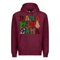 Burgundy mama mama mama with christmas lights and christmas tree cakes Premium Hoodie - AdoDesignShop