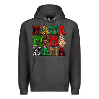 Charcoal Heather mama mama mama with christmas lights and christmas tree cakes Premium Hoodie - AdoDesignShop