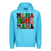 Ocean Blue mama mama mama with christmas lights and christmas tree cakes Premium Hoodie - AdoDesignShop