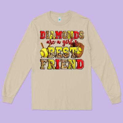 Diamonds Are A Girl's Best Friend Softball Long Sleeve Tee Designed By Zillion Design Studio