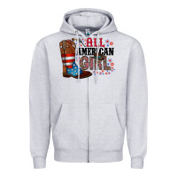 Heather Grey all american girl Zipper Hoodie - RacoonDesign