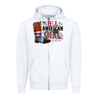 White all american girl Zipper Hoodie - RacoonDesign