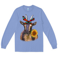 Colony Blue sunflower aztec ribbon goat Long Sleeve Tee - RanaPortraitStore