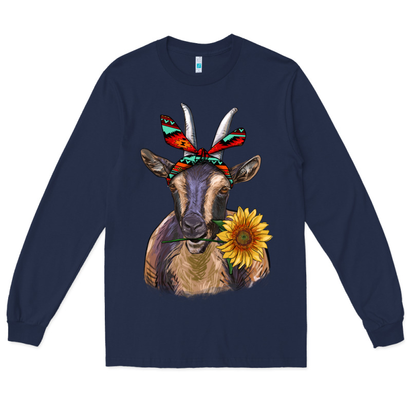 Sunflower Aztec Ribbon Goat Long Sleeve Tee by RanaPortraitStore | Teevron