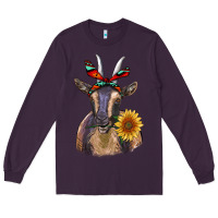Plum sunflower aztec ribbon goat Long Sleeve Tee - RanaPortraitStore