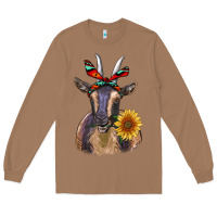 Toasted Coconut sunflower aztec ribbon goat Long Sleeve Tee - RanaPortraitStore