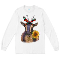 White sunflower aztec ribbon goat Long Sleeve Tee - RanaPortraitStore