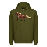 Army Green running horse Premium Hoodie - NancyCooperArtShop