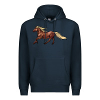Navy running horse Premium Hoodie - NancyCooperArtShop