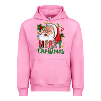 Fuchsia Pink Merry Christmas With Santa Urban Hoodie - BundleAndBundleShop