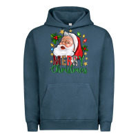 Pigment Midnight Navy Merry Christmas With Santa Urban Hoodie - BundleAndBundleShop