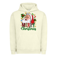 Pigment Pistachio Merry Christmas With Santa Urban Hoodie - BundleAndBundleShop