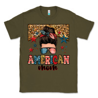 Army Green american mom junkie messy bun Classic Tee - Zillion Design Studio