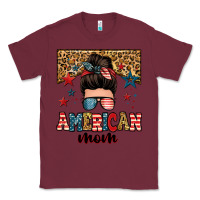 Burgundy american mom junkie messy bun Classic Tee - Zillion Design Studio