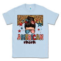 Dusty Blue american mom junkie messy bun Classic Tee - Zillion Design Studio