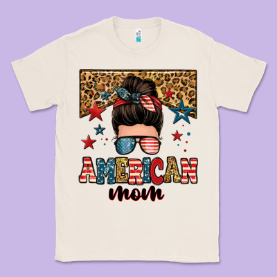 American Mom Junkie Messy Bun Classic Tee Designed By Zillion Design Studio