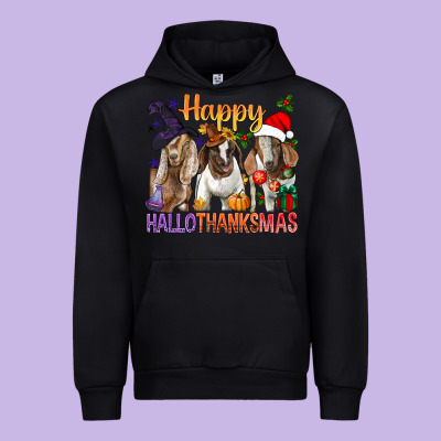 Happy Hallothanksmas Goats Urban Hoodie Designed By Bundleandbundleshop