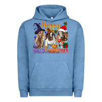 Pigment Pebble Blue Happy Hallothanksmas Goats Urban Hoodie - BundleAndBundleShop