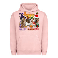 Pigment Salmon Happy Hallothanksmas Goats Urban Hoodie - BundleAndBundleShop