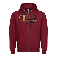 Burgundy give me coffee jesus Zipper Hoodie - CowhideDigitalArt