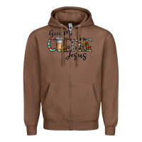 Chestnut give me coffee jesus Zipper Hoodie - CowhideDigitalArt