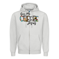 Dove Grey give me coffee jesus Zipper Hoodie - CowhideDigitalArt