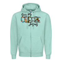 Seafoam give me coffee jesus Zipper Hoodie - CowhideDigitalArt
