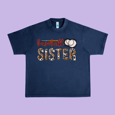 Urban Heavy Tee baseball sister with leopard