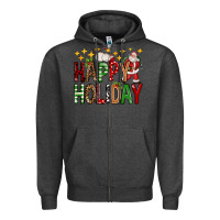 Charcoal Heather happy holiday christmas Zipper Hoodie - FaDigitalArtStudio