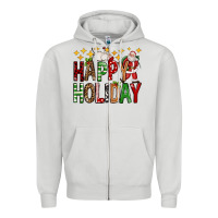 Dove Grey happy holiday christmas Zipper Hoodie - FaDigitalArtStudio