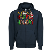 Navy happy holiday christmas Zipper Hoodie - FaDigitalArtStudio