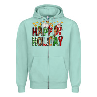 Seafoam happy holiday christmas Zipper Hoodie - FaDigitalArtStudio