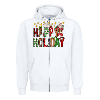 White happy holiday christmas Zipper Hoodie - FaDigitalArtStudio