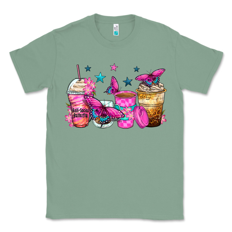 Antisocial Butterfly Coffee Cups Classic Tee by Zillion Design Studio | Teevron