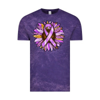 Cloud Purple Cancer Awareness Sunflower Vintage Tee - RanaPortraitStore