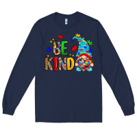 Navy be kind autism gnome Long Sleeve Tee - Zillion Design Studio