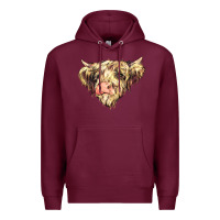 Burgundy scottish cow Premium Hoodie - NancyCooperArtShop