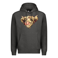 Charcoal Heather scottish cow Premium Hoodie - NancyCooperArtShop