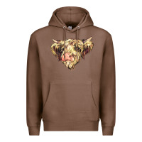 Chestnut scottish cow Premium Hoodie - NancyCooperArtShop