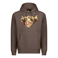 Coffee scottish cow Premium Hoodie - NancyCooperArtShop