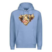 Colony Blue scottish cow Premium Hoodie - NancyCooperArtShop