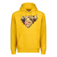 Lemon scottish cow Premium Hoodie - NancyCooperArtShop