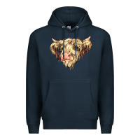 Navy scottish cow Premium Hoodie - NancyCooperArtShop
