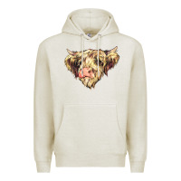 Oatmeal Heather scottish cow Premium Hoodie - NancyCooperArtShop
