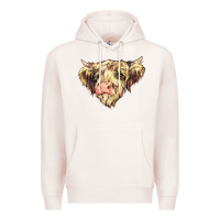 Pale Pink scottish cow Premium Hoodie - NancyCooperArtShop