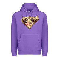 Purple scottish cow Premium Hoodie - NancyCooperArtShop
