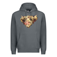 Rock scottish cow Premium Hoodie - NancyCooperArtShop