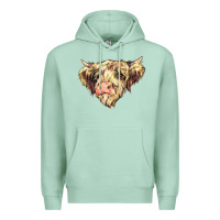 Seafoam scottish cow Premium Hoodie - NancyCooperArtShop