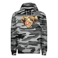 Slate Camo scottish cow Premium Hoodie - NancyCooperArtShop