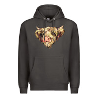 Smoke scottish cow Premium Hoodie - NancyCooperArtShop